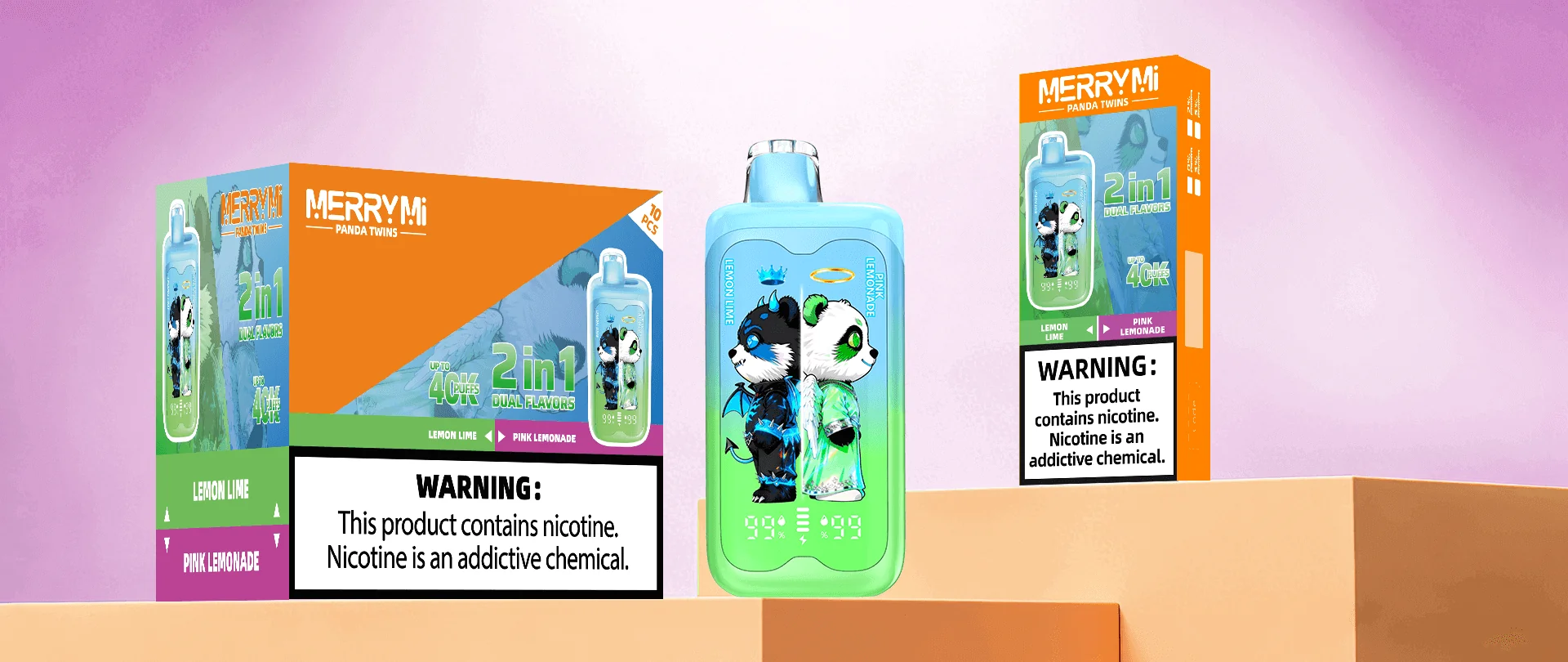 MerryMi Panda Twins vape z podwójnym smakiem i dużą wydajnością